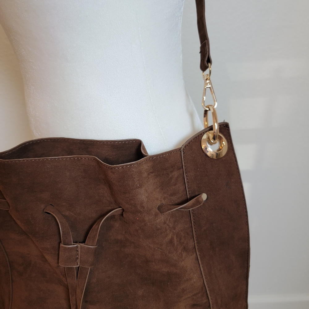 Boho Brown Faux Leather Crossbody Handbag Eith Fringe - Picture 5 of 6